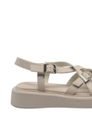 Imagine Sandale casual cu curelușe și catarame, bej din piele naturală OTR60005