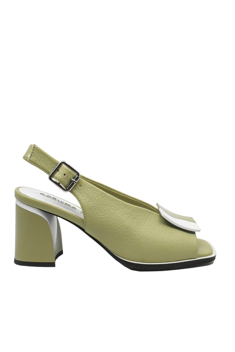 Imagine Sandale elegante office, verde deschis cu detalii albe, din piele naturală OTR60020