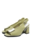 Imagine Sandale elegante office, verde deschis cu detalii albe, din piele naturală OTR60020