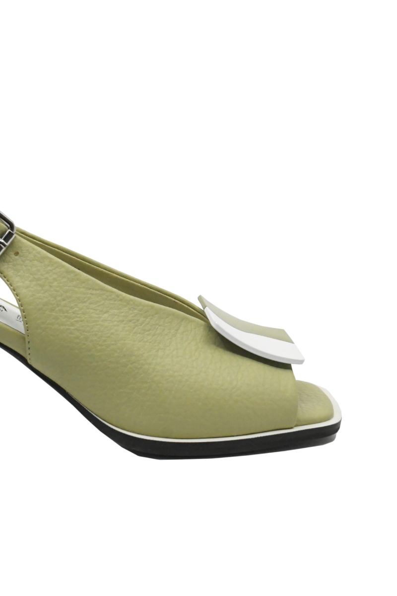 Imagine Sandale elegante office, verde deschis cu detalii albe, din piele naturală OTR60020