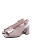 Imagine Sandale elegante office roz deschis cu detalii albe, din piele naturală OTR60020