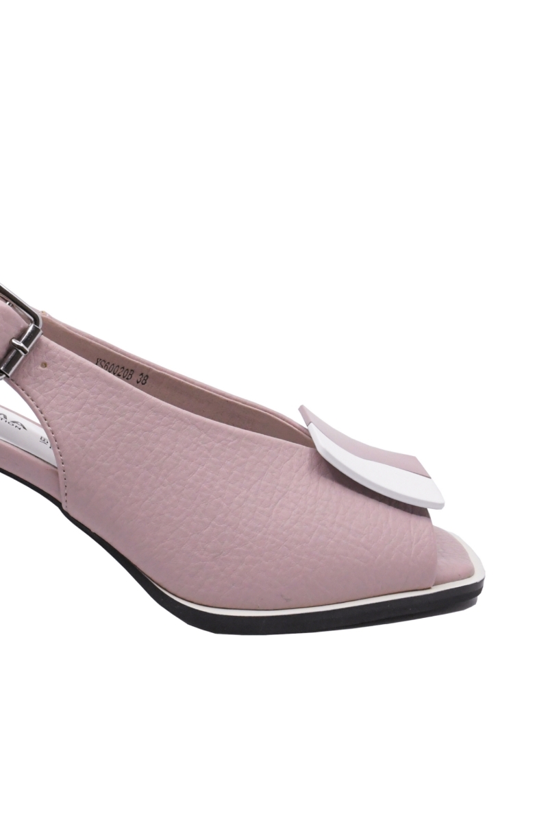 Imagine Sandale elegante office roz deschis cu detalii albe, din piele naturală OTR60020