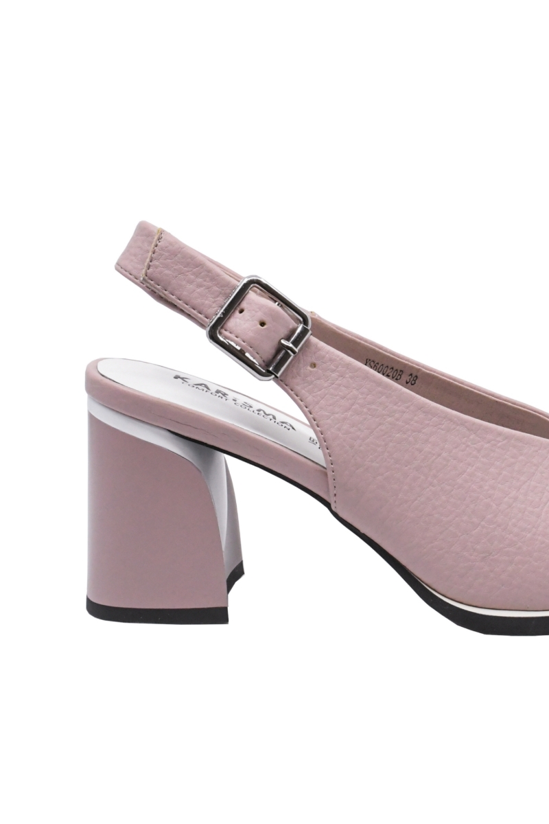 Imagine Sandale elegante office roz deschis cu detalii albe, din piele naturală OTR60020