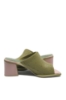 Imagine Saboți ușori cu toc din piele naturală, kaki cu toc roz OTR60019
