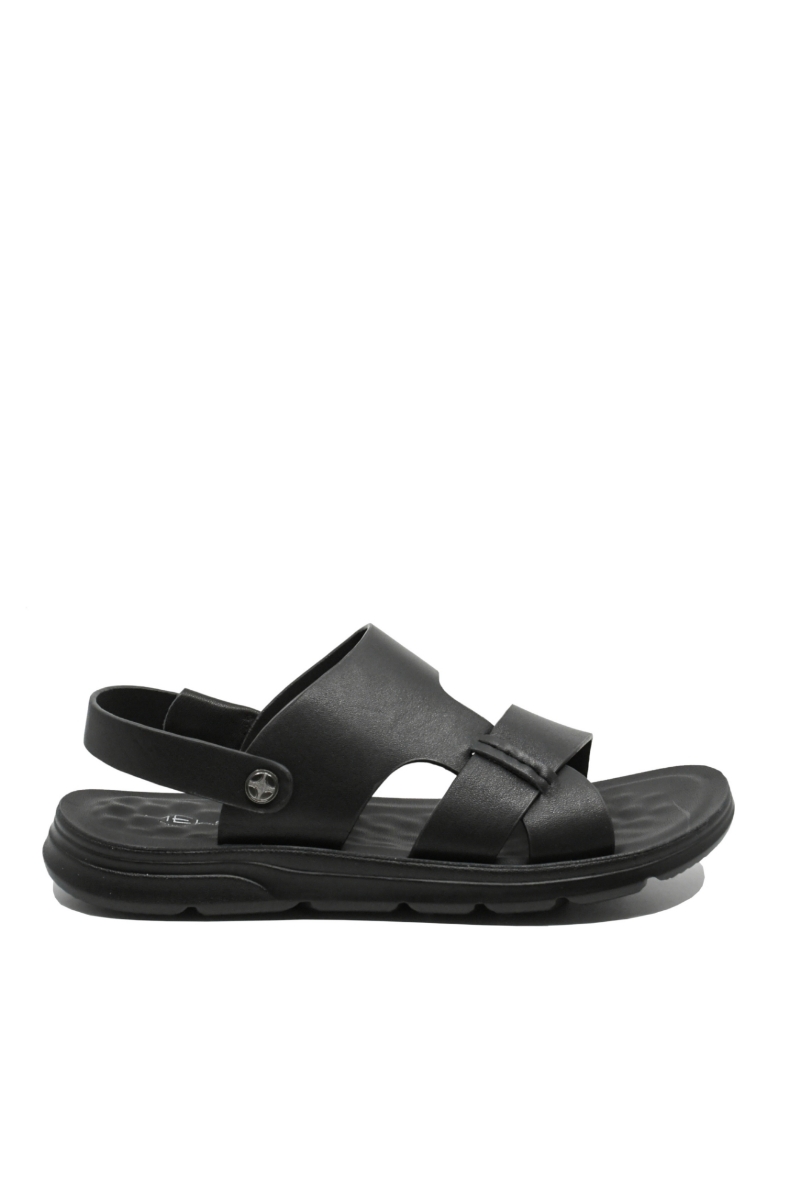 Imagine Sandale vară bărbați, negre din piele naturală FNX7566