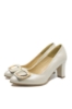 Imagine Pantofi eleganți bej sidefat din piele naturală, cu decorațiune aurie SORA50