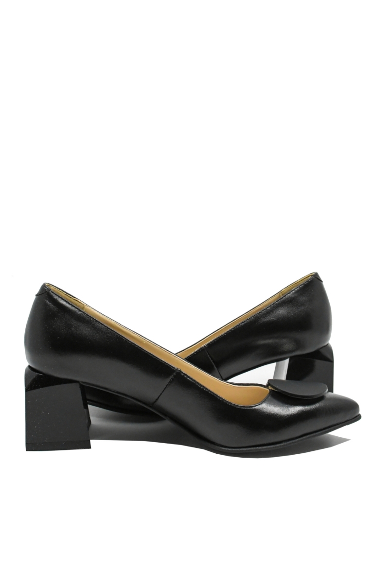 Imagine Pantofi eleganți negri din piele naturală, cu aplicație decorativă SORA33