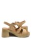 Imagine Sandale platformă bej din piele naturală, cu catarame decorative GOR11403