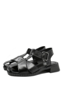 Imagine Sandale damă cu barete late, negre, din piele naturală GOR44