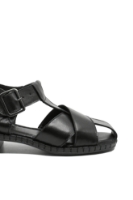 Imagine Sandale damă cu barete late, negre, din piele naturală GOR44