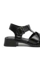 Imagine Sandale damă cu barete late, negre, din piele naturală GOR44