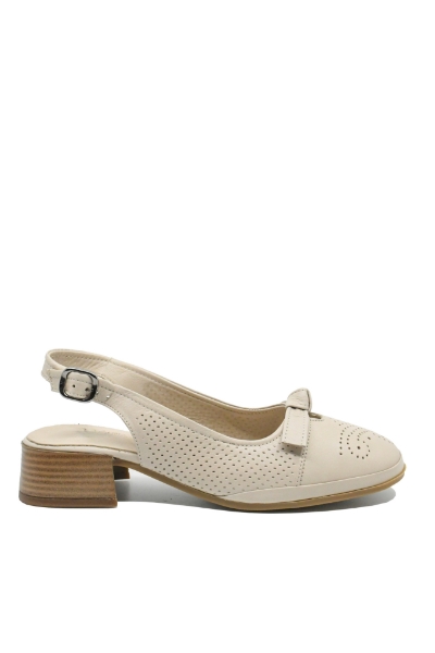 Imagine Pantofi decupați bej din piele naturală cu aspect perforat GOR5682