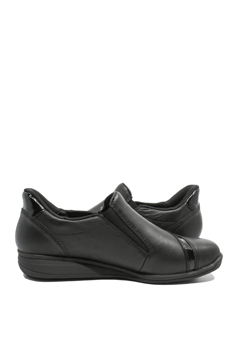 Imagine Pantofi casual ortopedici cu fermoar, negri din piele naturală RIK47264-00