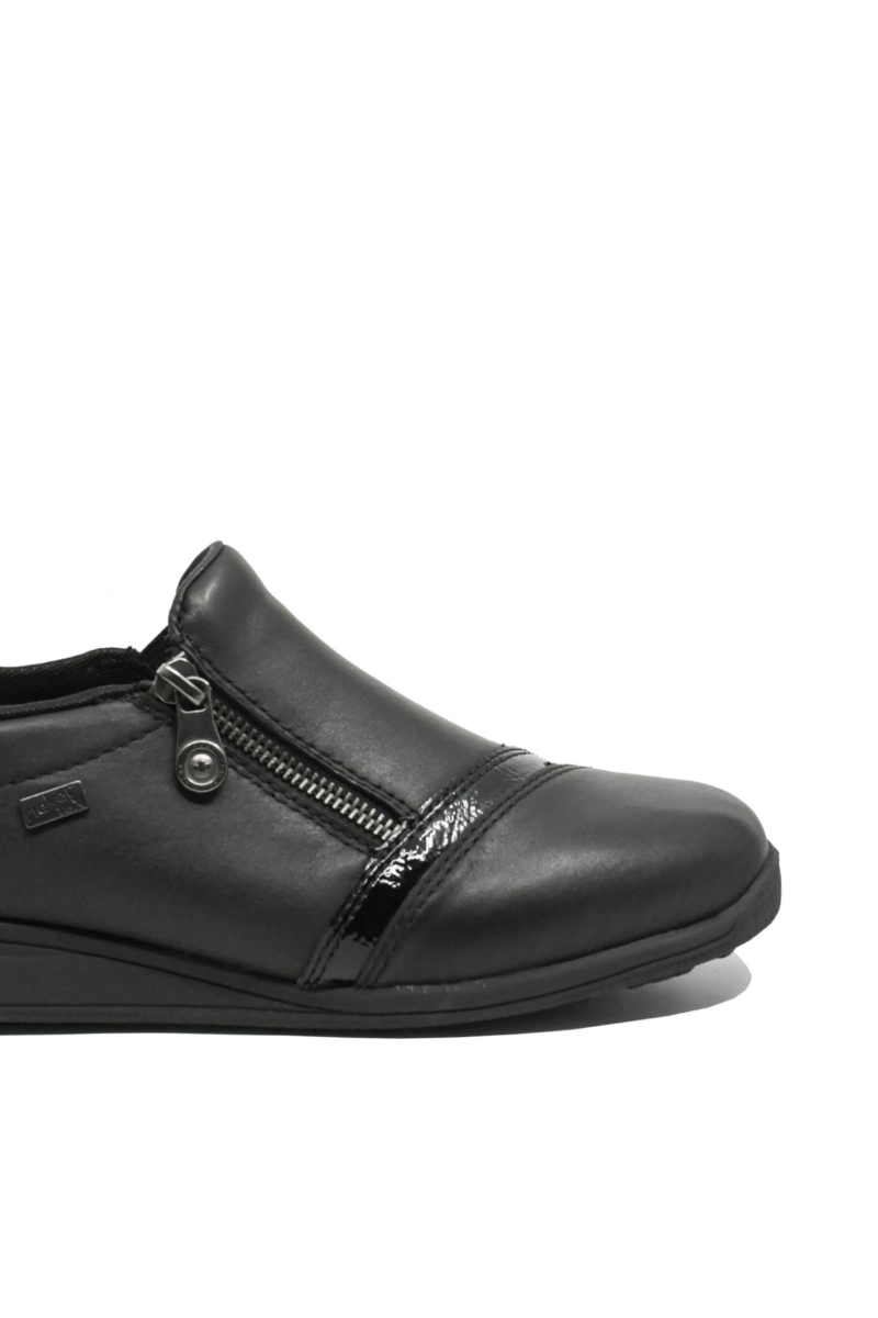 Imagine Pantofi casual ortopedici cu fermoar, negri din piele naturală RIK47264-00