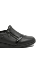 Imagine Pantofi casual ortopedici cu fermoar, negri din piele naturală RIK47264-00