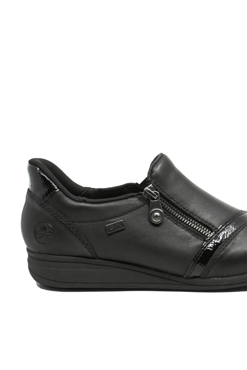 Imagine Pantofi casual ortopedici cu fermoar, negri din piele naturală RIK47264-00