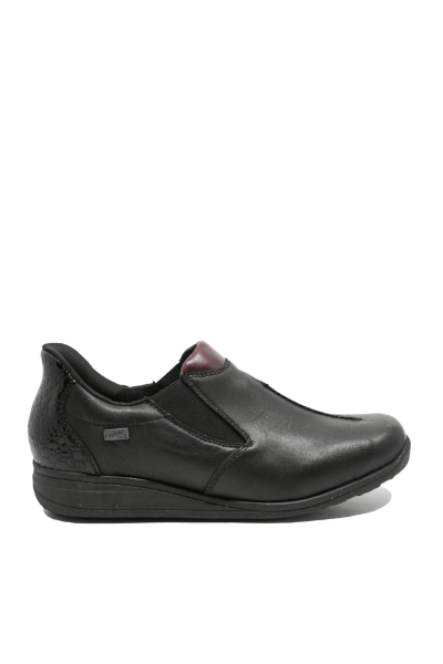 Imagine Pantofi slip-on casual ortopedici negri din piele naturală RIK47253-00