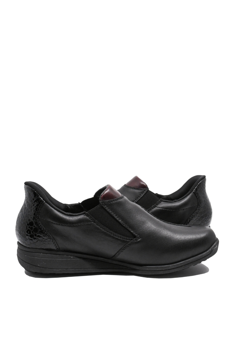 Imagine Pantofi slip-on casual ortopedici negri din piele naturală RIK47253-00