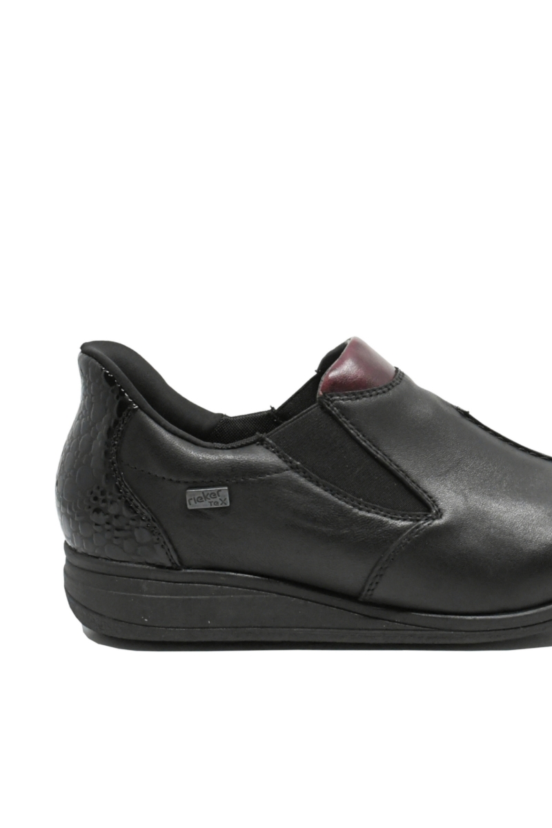 Imagine Pantofi slip-on casual ortopedici negri din piele naturală RIK47253-00