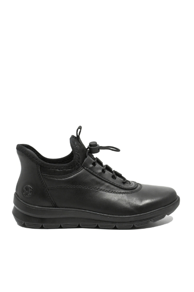 Imagine Ghete damă cu margine elastică, negre, din piele naturală RIKZ0057-00