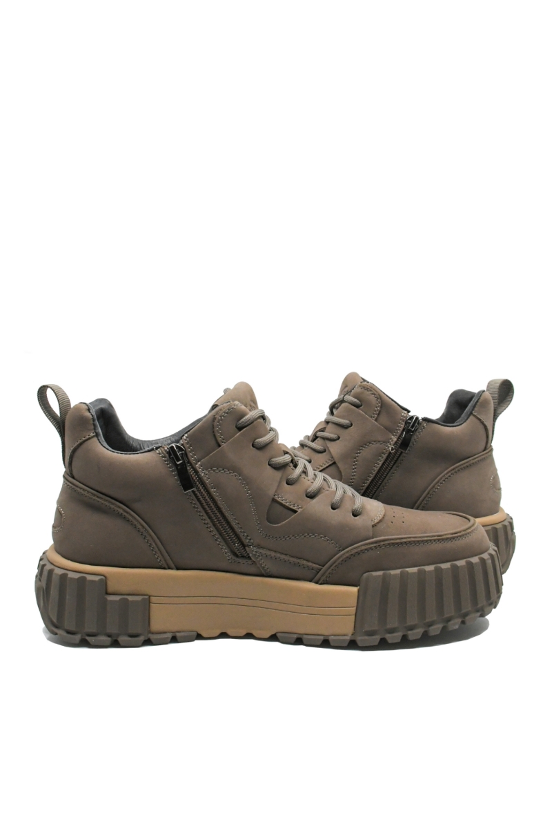 Imagine Ghete bărbați stil sport, maro cafea, din piele întoarsă FNX2005