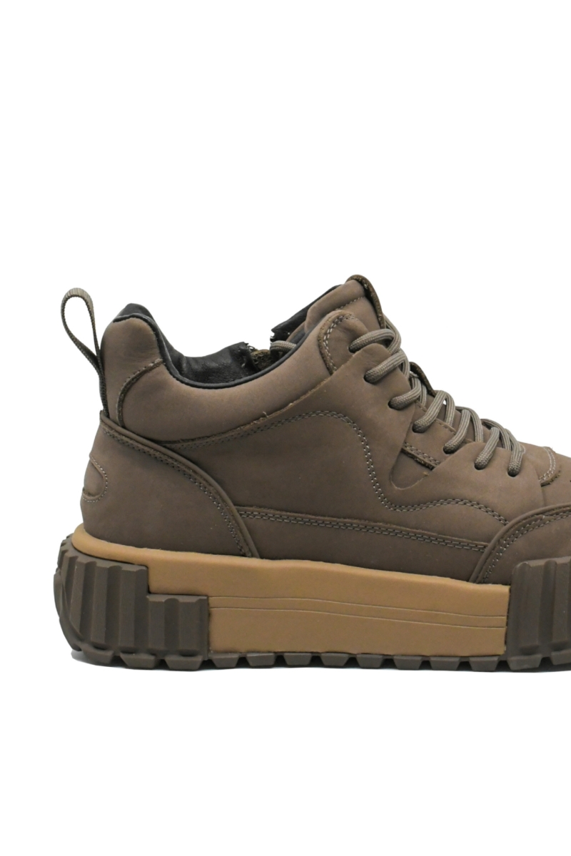 Imagine Ghete bărbați stil sport, maro cafea, din piele întoarsă FNX2005