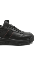 Imagine Ghete bărbați stil sport din piele naturală, negre cu detalii grena FNX2001