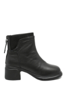 Imagine Ghete ankle negre din piele naturală, cu inserție textilă FNX6631-2