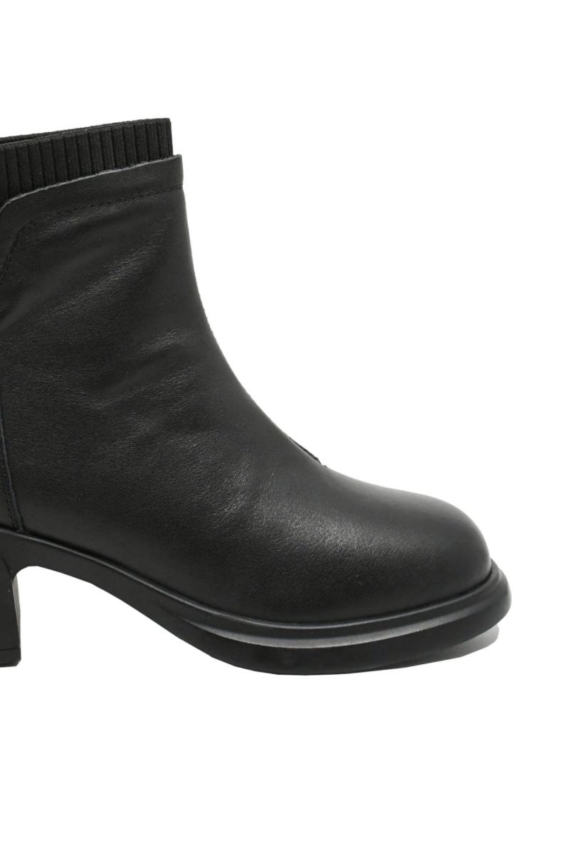 Imagine Ghete ankle negre din piele naturală, cu inserție textilă FNX6631-2