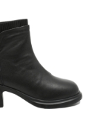 Imagine Ghete ankle negre din piele naturală, cu inserție textilă FNX6631-2