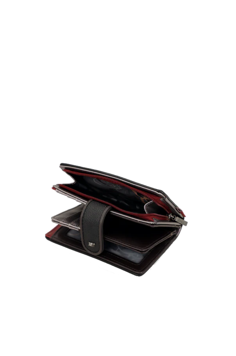 Imagine Portofel mediu cu protecție RFID, fermoar și clapetă, maro, colecția Mademoiselle, 41809-902