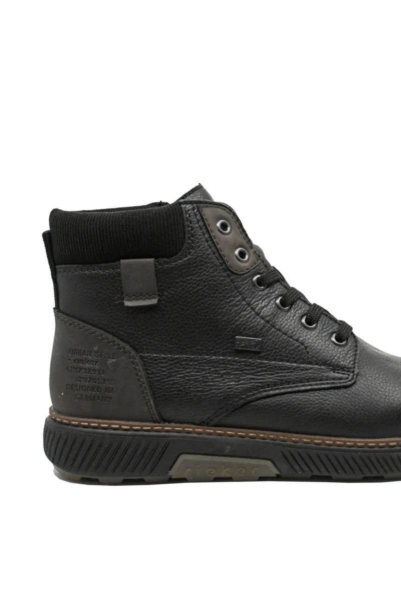 Imagine Bocanci îmblăniți negri din piele naturală texturată RIKB3343-00