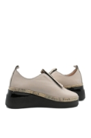 Imagine Pantofi slip-on cu talpa înaltă, bej din piele naturală MIR242325