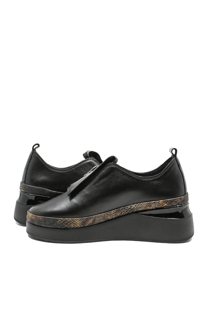 Imagine Pantofi slip-on cu talpa înaltă, negri din piele naturală MIR242325