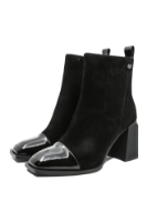 Imagine Botine damă negre, din piele întoarsă cu vârf din lac GOR2536