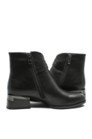 Imagine Botine până la gleznă, negre din piele naturală, cu accente metalice GOR2565