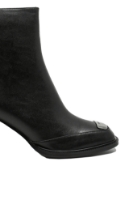 Imagine Botine damă negre, din piele naturală cu vârf pătrat și detalii metalice GOR2534