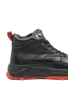 Imagine  Ghete sport bărbați din piele naturală, negre cu roșu FNX5602