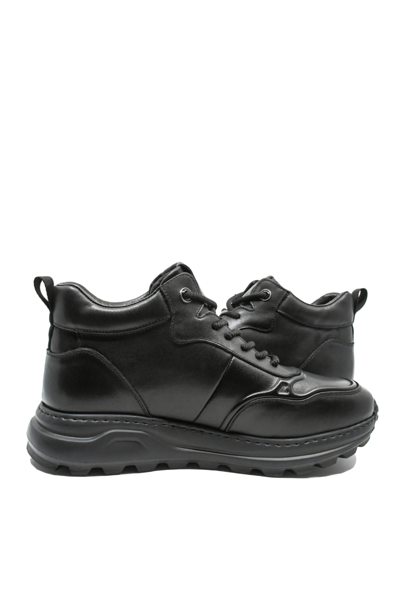 Imagine Ghete casual sport bărbați negre din piele naturală FNX6908