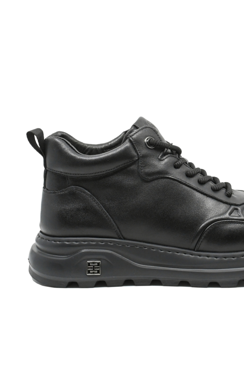 Imagine Ghete casual sport bărbați negre din piele naturală FNX6908