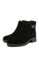 Imagine Botine până la gleznă, negre, din piele întoarsă FNX52131