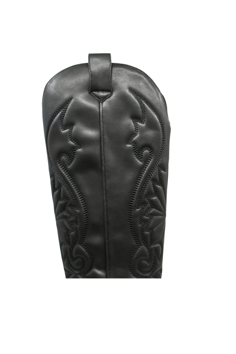 Imagine Cizme damă ciocate negre din piele naturală cu carâmb brodat GOR2765