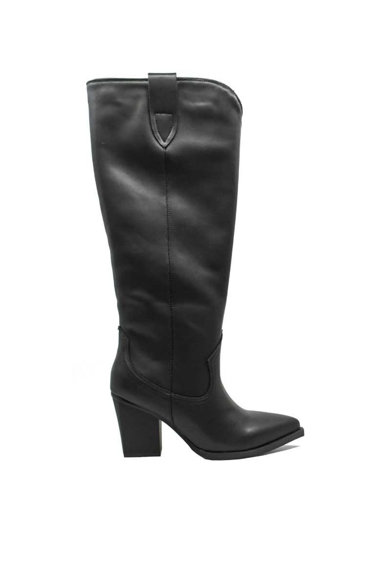 Imagine Cizme damă ciocate negre din piele naturală cu toc înalt GOR29801