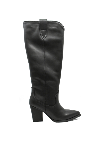 Imagine Cizme damă ciocate negre din piele naturală cu toc înalt GOR29801