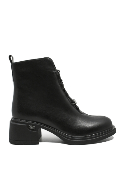 Imagine Ghete damă cu șireturi decorative, negre, din piele naturală GOR11239