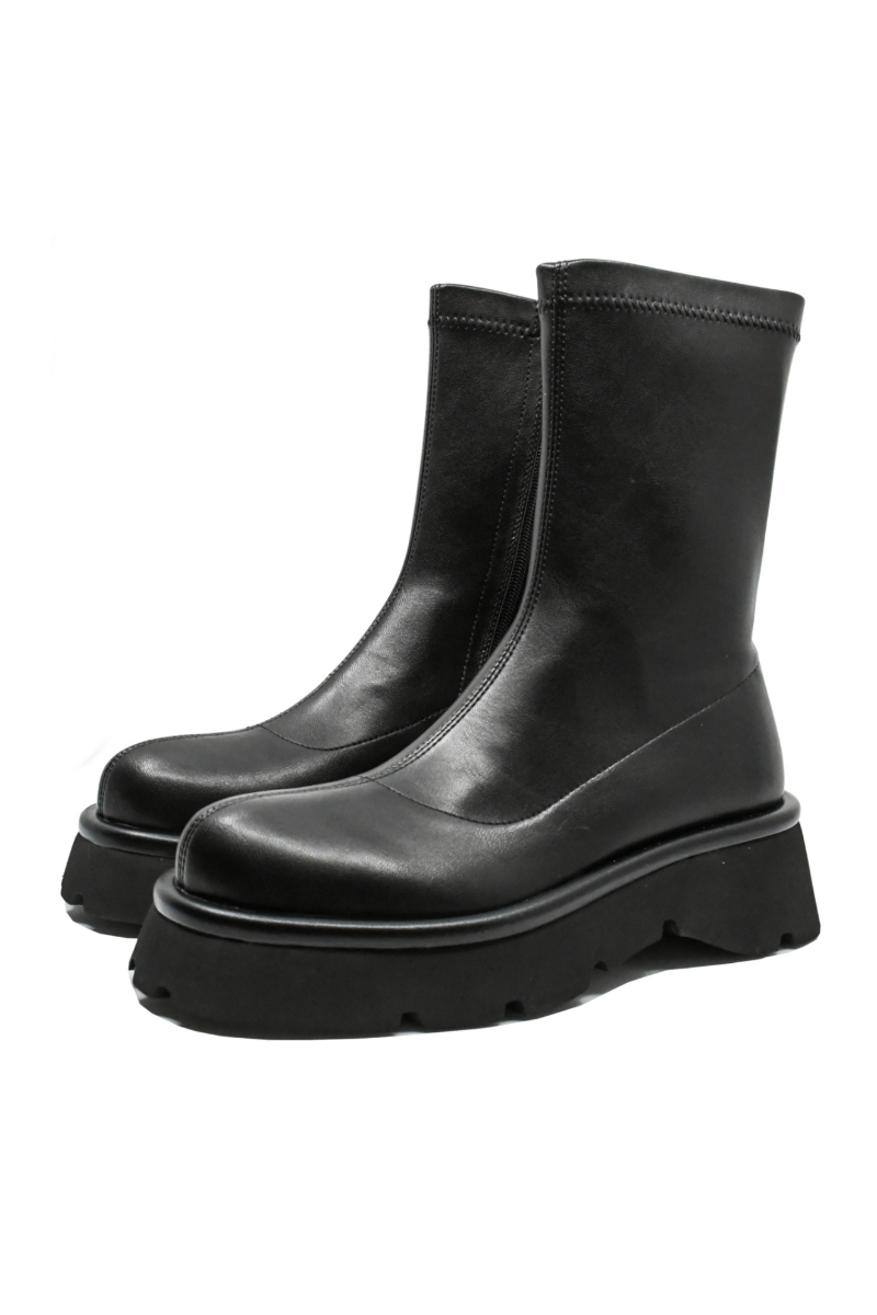 Imagine Ghete damă cu platformă negre, din piele naturală GOR3691