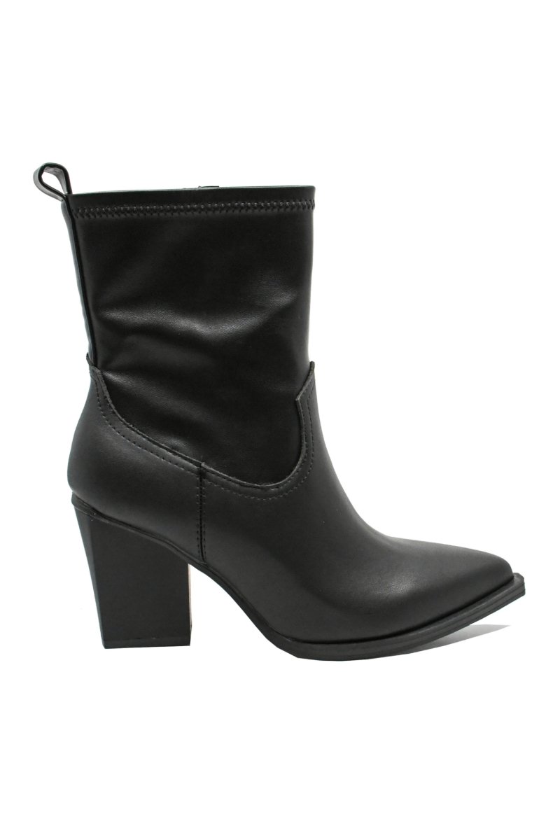 Imagine Ghete damă ciocate cu toc înalt, negre, din piele naturală GOR29802