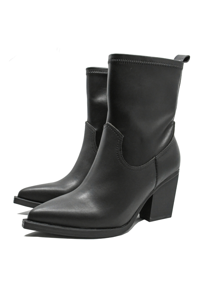 Imagine Ghete damă ciocate cu toc înalt, negre, din piele naturală GOR29802