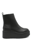 Imagine Ghete damă cu platformă wedge, negre, din piele naturală GOR10720