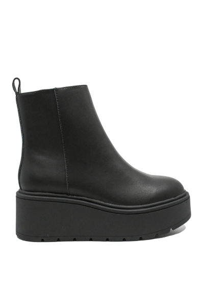 Imagine Ghete damă cu platformă wedge, negre, din piele naturală GOR10720
